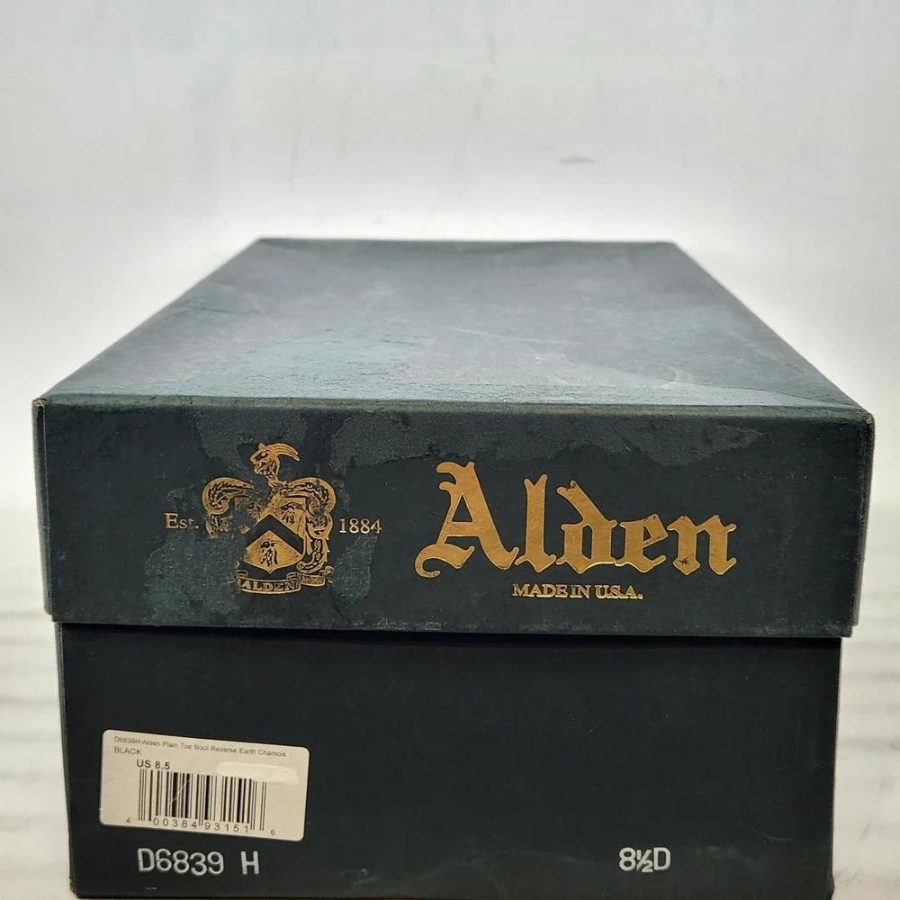 Alden Plain Toe Boot Mens Size 8.5 Black Reverse Earth Chamois D6839H